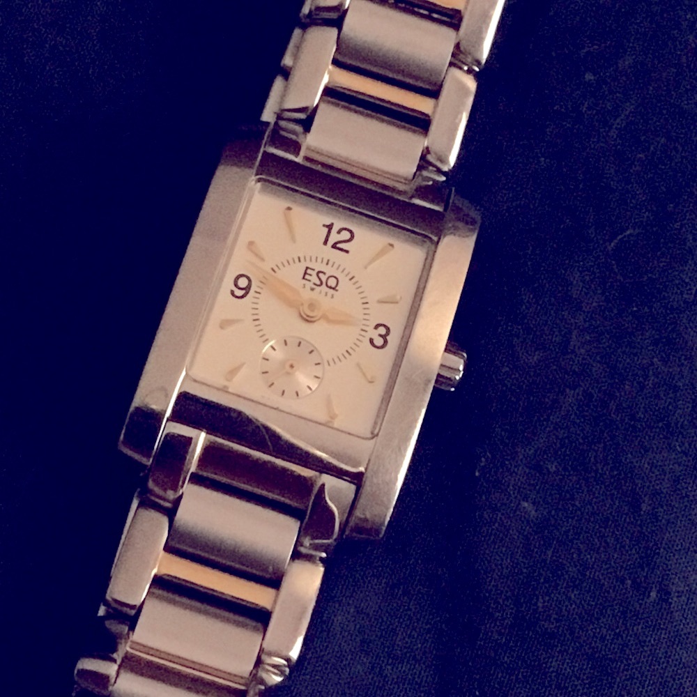 ESQ by Movado ladies SQ white/gold mkrs - two tone stainless link watch - E5053